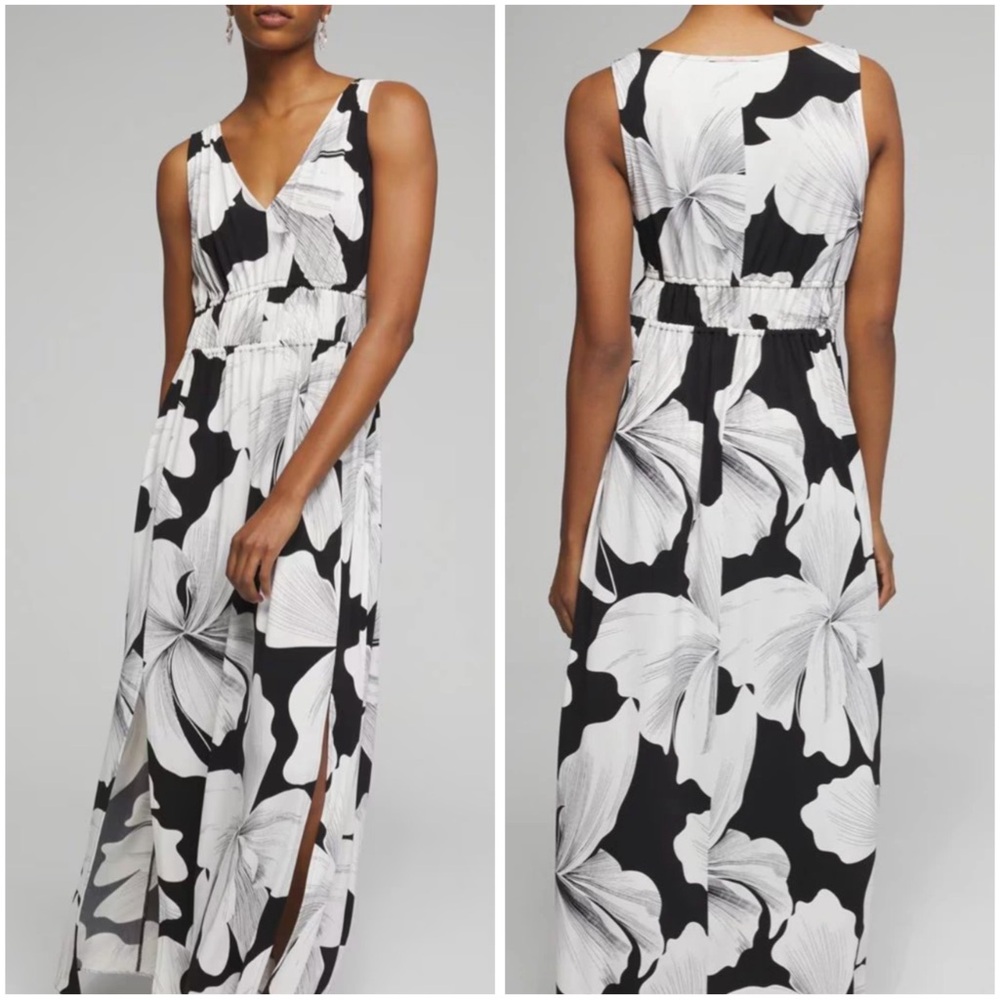 White House Black Market Black and White Floral Maxi Dress